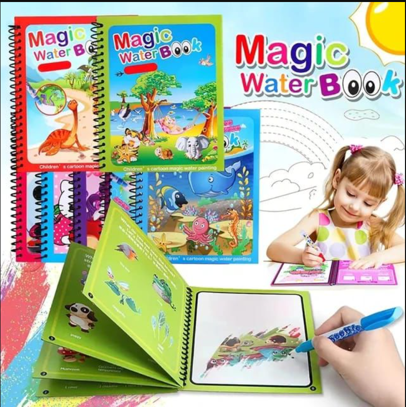 Magic Water Book Painting Drawing Coloring Board Book Magic Water Pen (random Book ) PACK OF 2