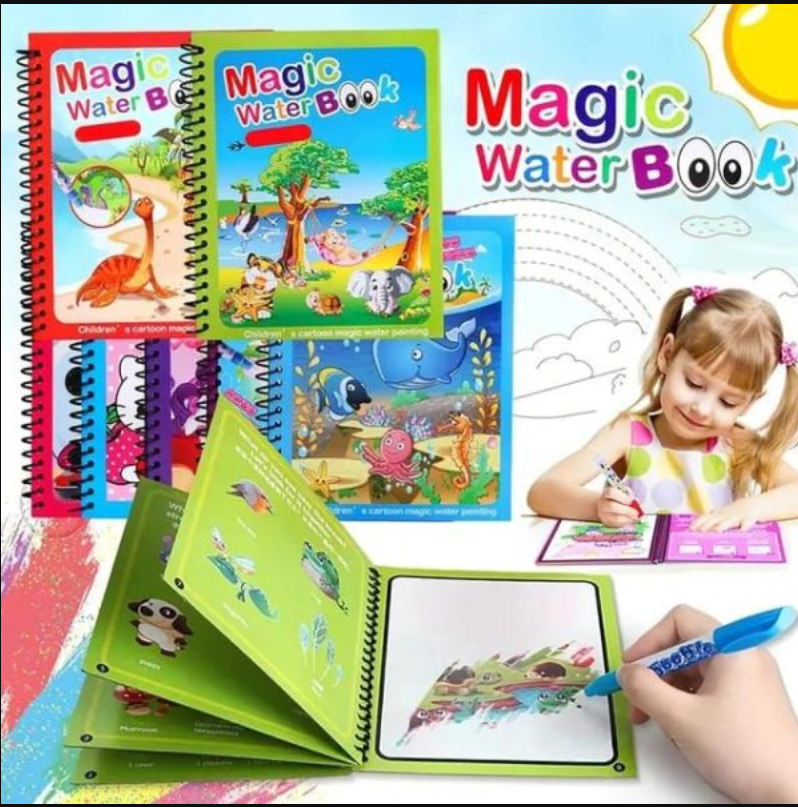 Magic Water Book Painting Drawing Coloring Board Book Magic Water Pen (random Book ) PACK OF 2