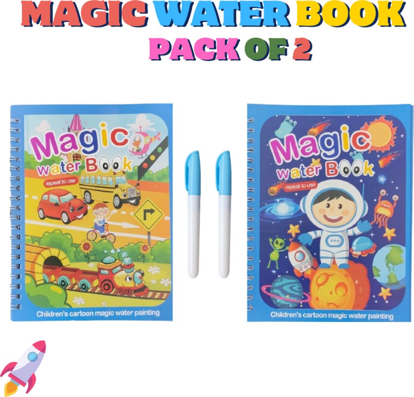 Magic Water Book Painting Drawing Coloring Board Book Magic Water Pen (random Book ) PACK OF 2